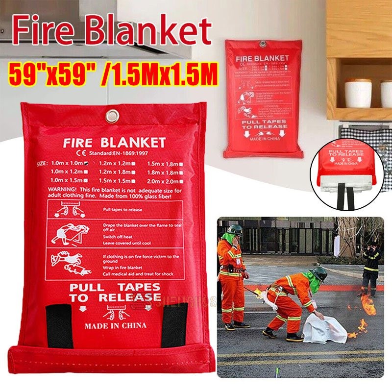 Fire Extinguishing Blanket 2/4/8Pack Fiberglass Emergency Home Retardant 59″x59″