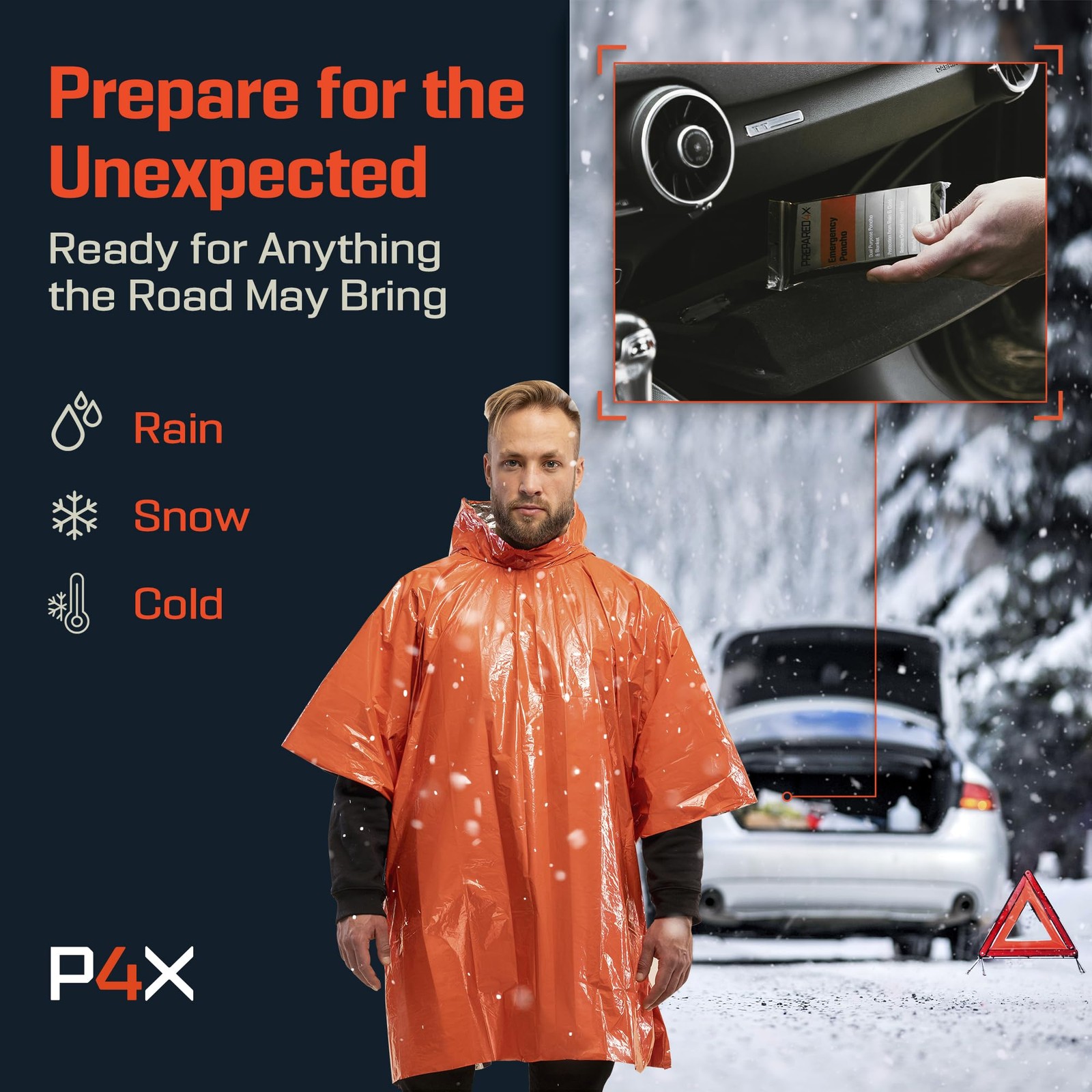 Emergency Mylar Poncho – Survival Rain Poncho with Hood – Lightweight, Compac…