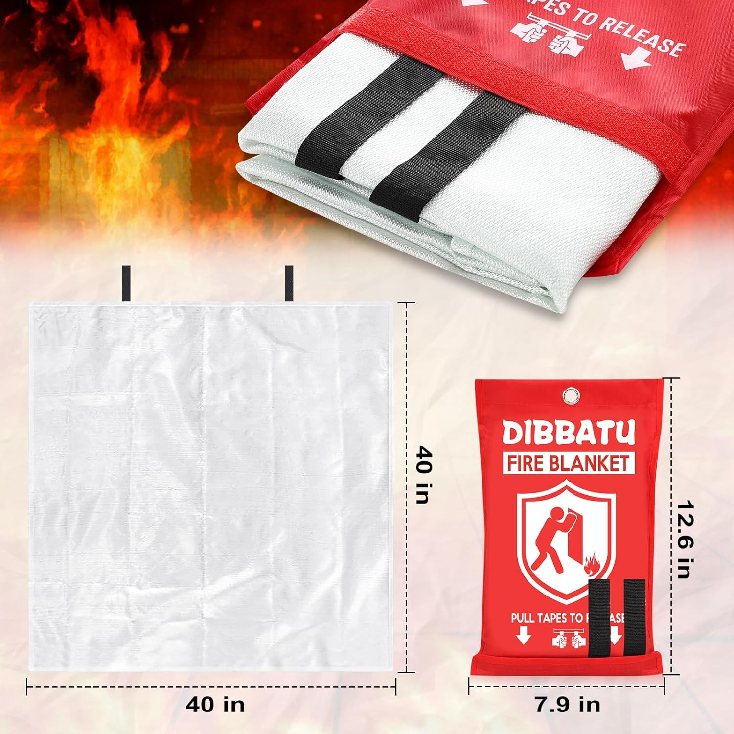 Fire Blanket for Home and Kitchen,Emergency for Small Fire,Reused,Easy Use | Eme