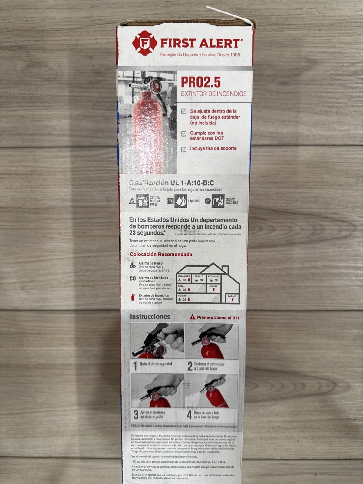 First Alert Pro 2.5 Lb Rechargeable Fire Extinguisher Class ABC UL Rated