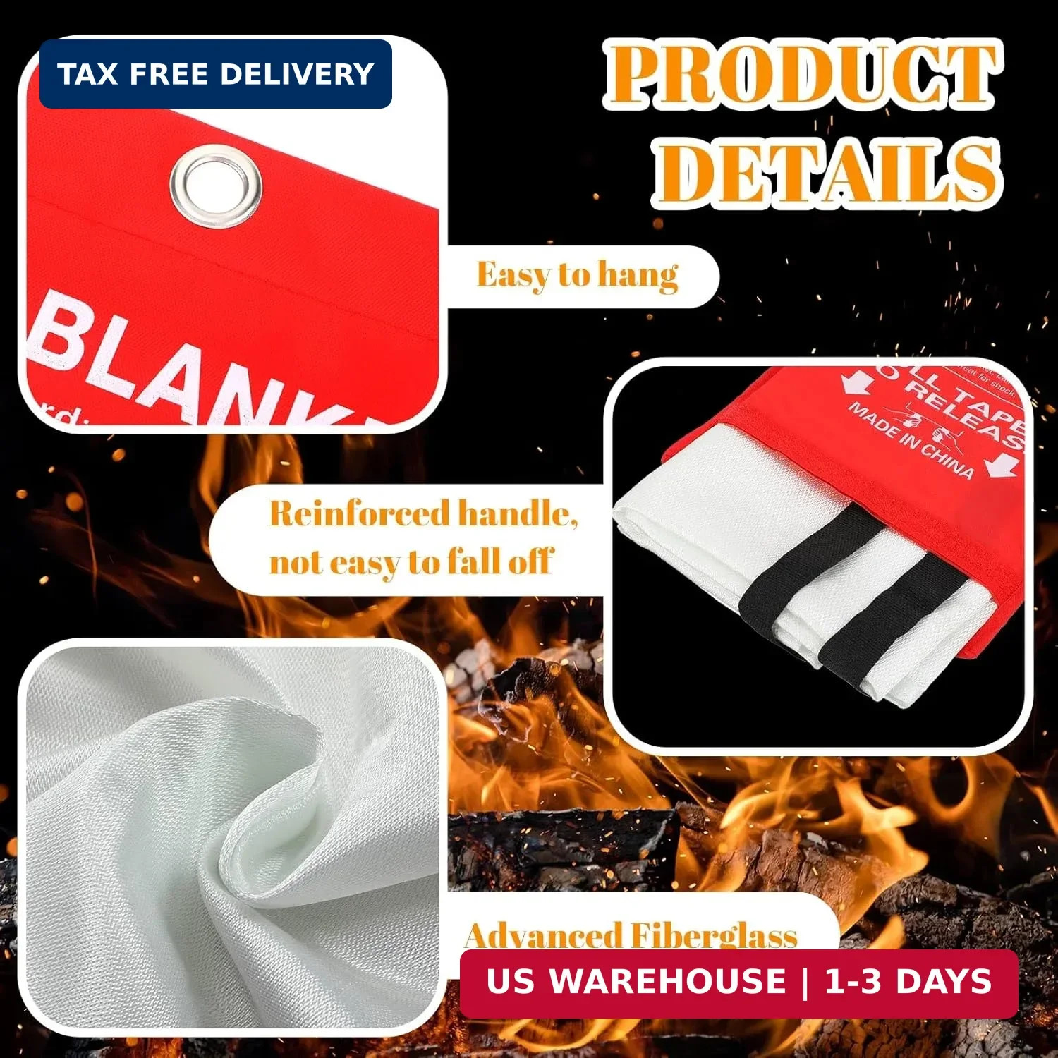 Jerify 24 Pcs Fire Blanket – Fiberglass Fire Emergency Flame Retardant Safety Fi