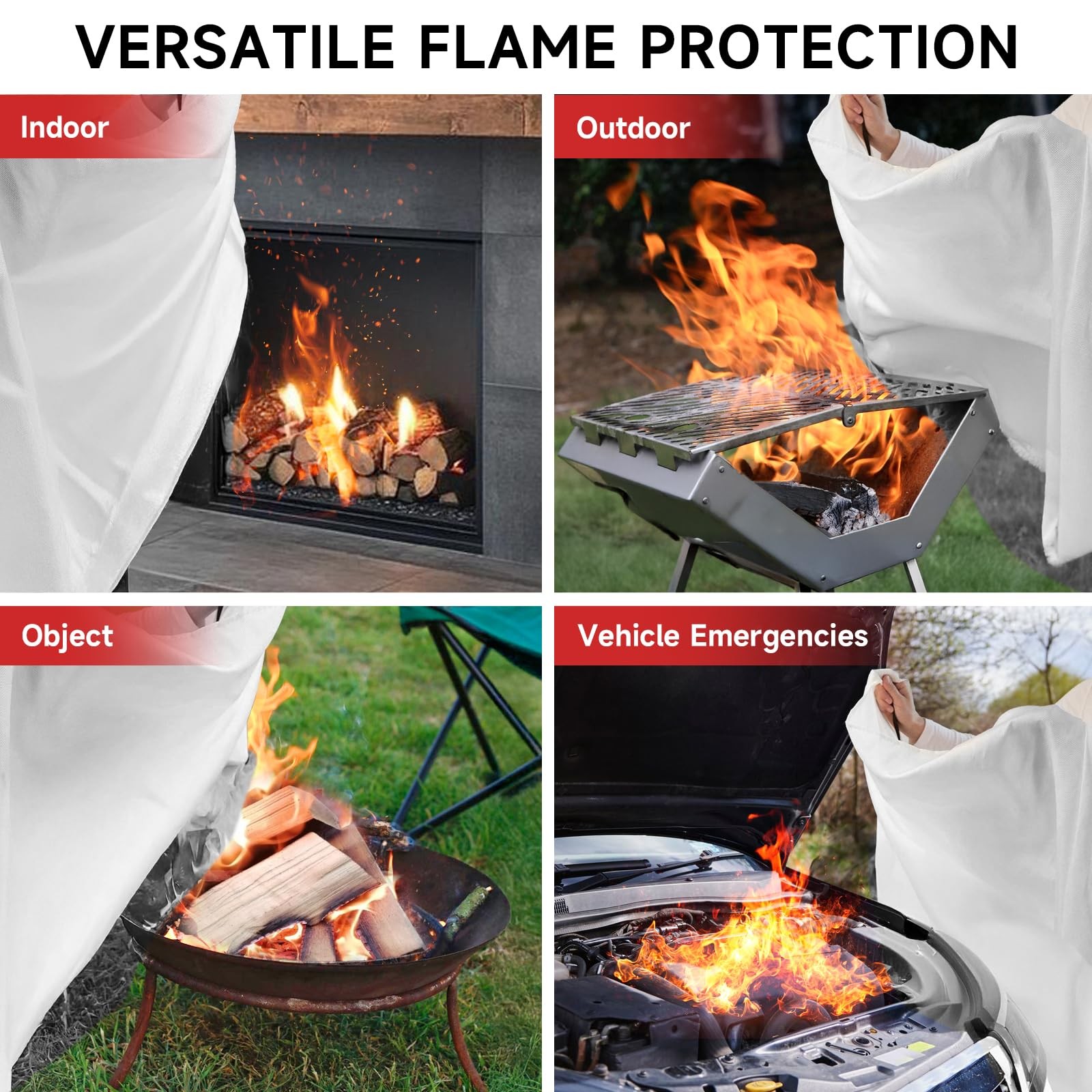Fire Blanket Emergency for Home Kitchen – 6 Pack 40″x40″ Fireproof Safety Pro…
