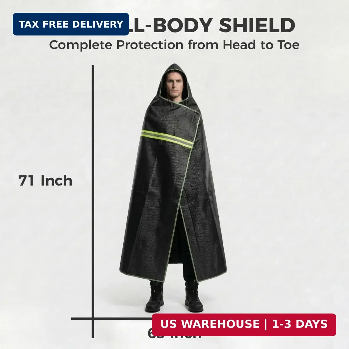 Fireproof Cloak with Hood – Fiberglass Free Fire Blanket Emergency for Home, 180