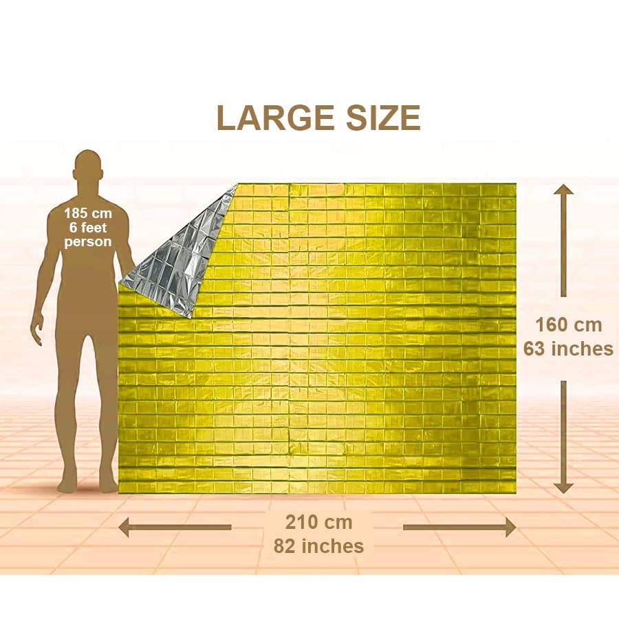 Rescue Blanket Gold & Silver | 11 Units Large Size 82 x 63 in | Emergency The…