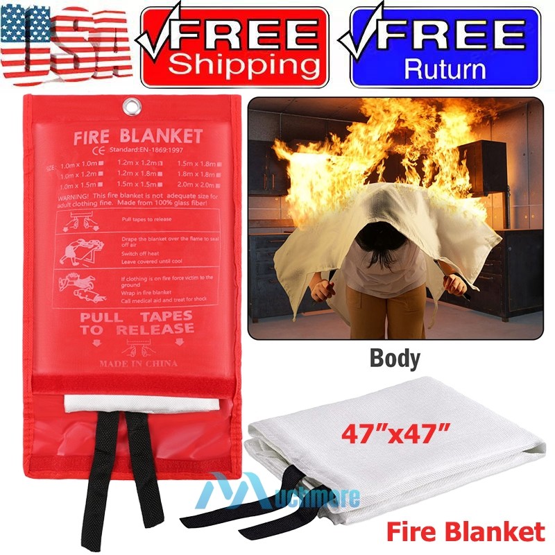 1/2/4Pack LARGE Emergency Fire Blanket Car Home Office Warehouse Safty 47” 59″
