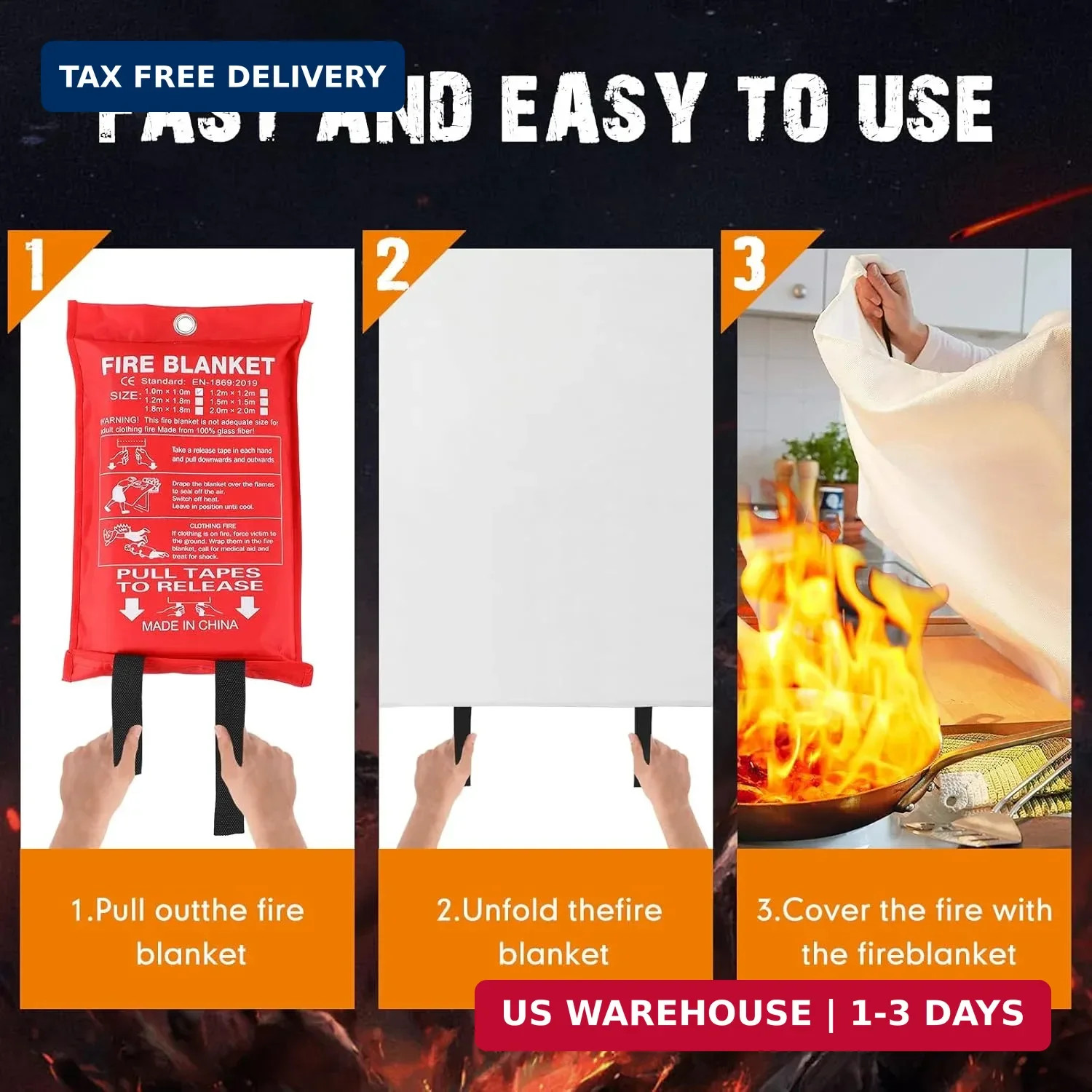 Moukeren Fire Blanket Fire Emergency Blankets for Home Kitchen, Survival Safety