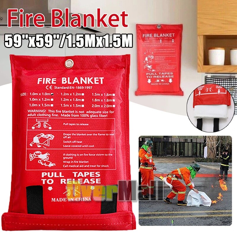 1-4 PACK Large FIRE BLANKET Fiberglass Emergency Home Retardant Prepared 59″x59″