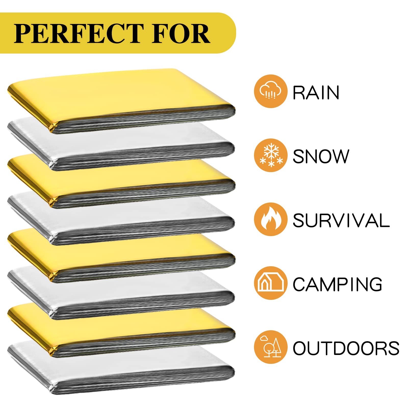 100 Pack Emergency Thermal Blankets Silver Foil Survival Blanket Kit for Outd…