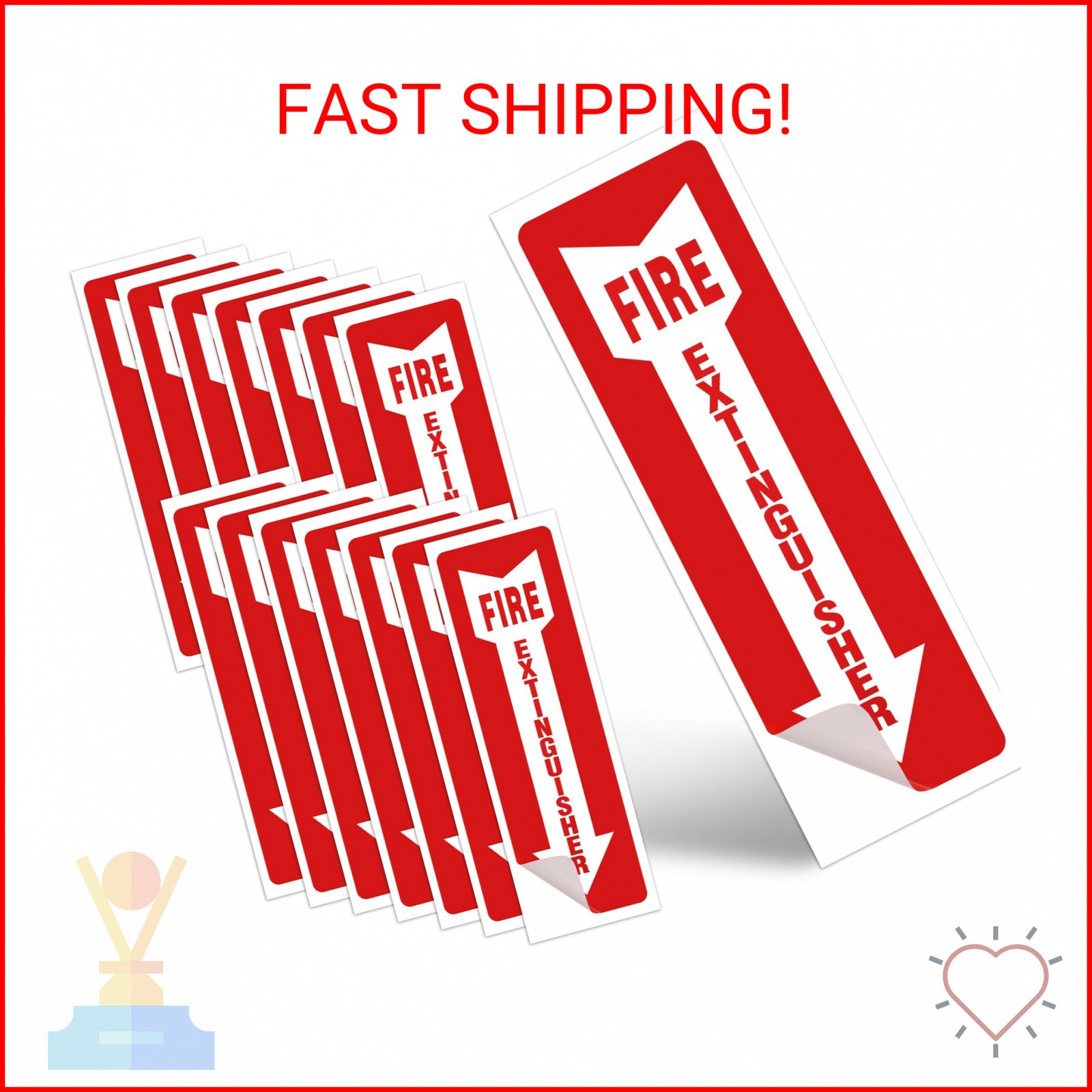 Fire Extinguisher Signs, 15 Pack 4×12 Inch Fire Extinguisher Signs for Home Busi