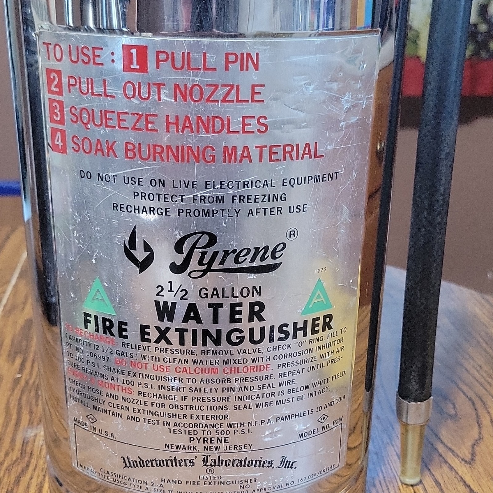 Pyrene 2 1/2 Gallon Water Fire Extinguisher Water Type Model P2W Piggy Bank