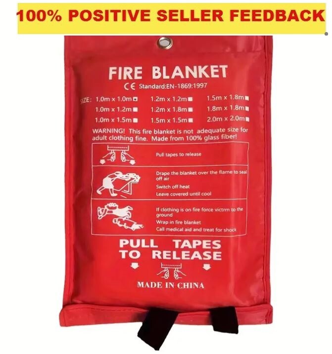 LARGE Fiberglass Fire Blanket, House Kitchen Office Grill Car Emergency Safety