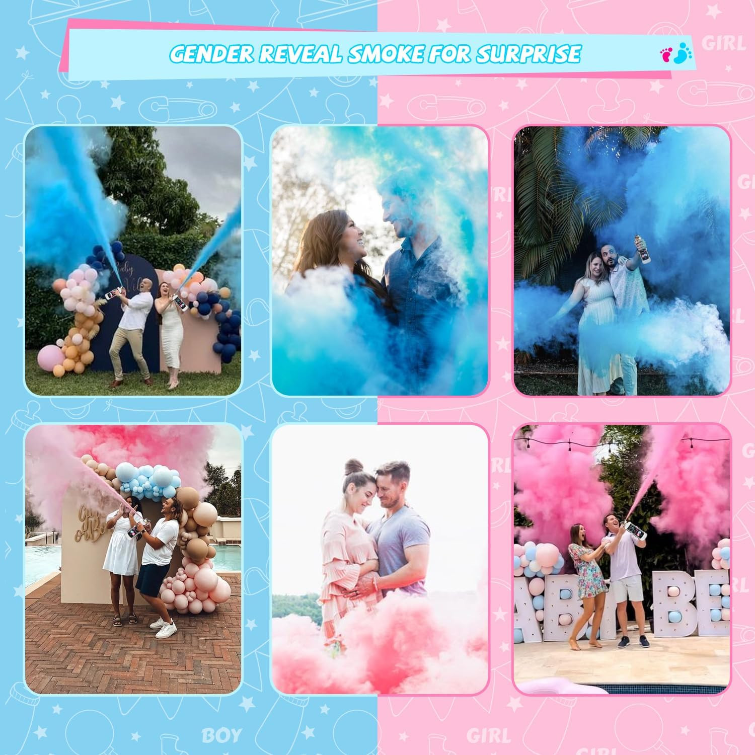 Gender Reveal Fire Extinguisher 2 Pack Boy Blue Extinguishers for Baby Reveal Ge