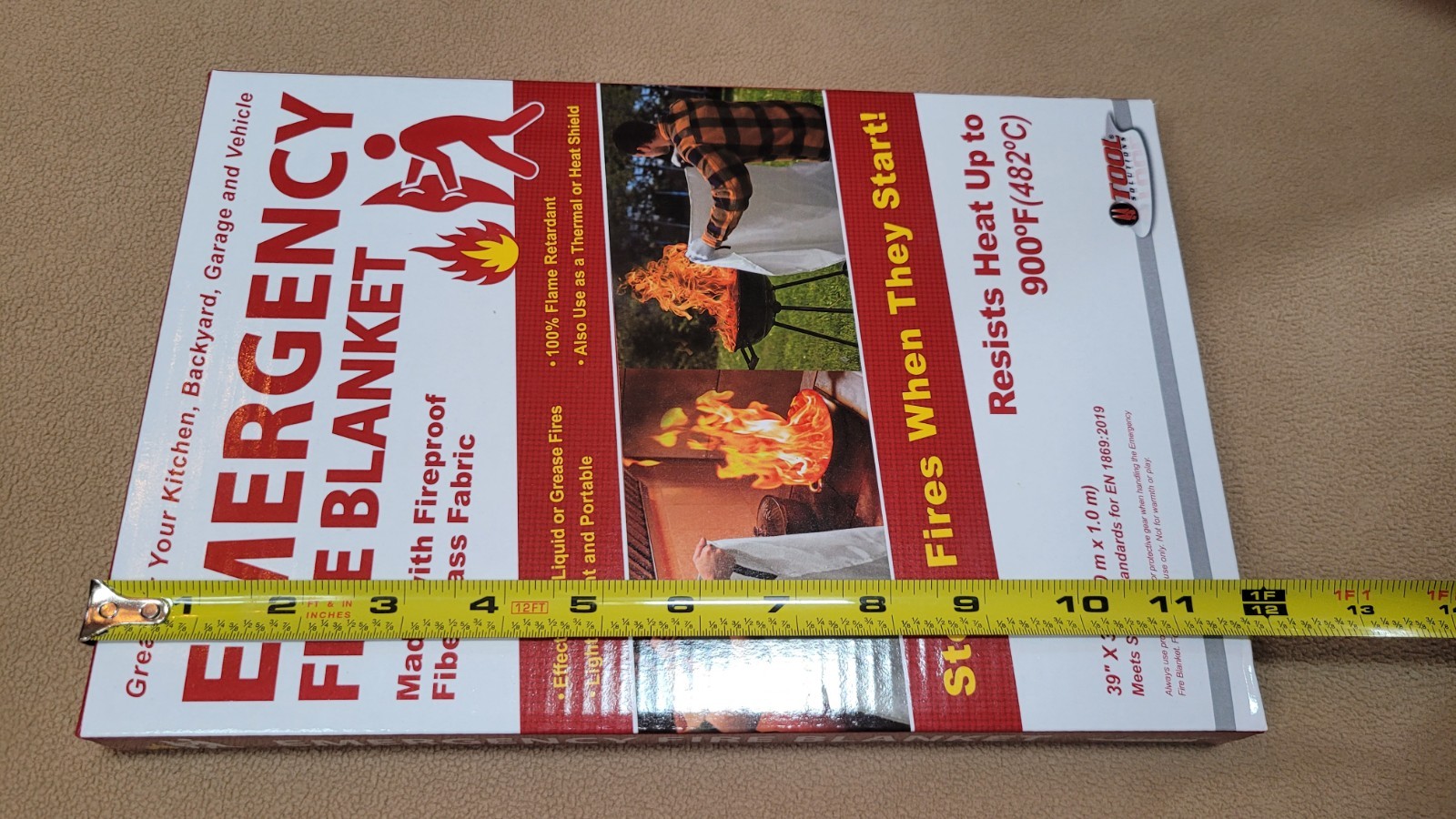 Emergency Fire Blanket 39” x 39” Kitchen Home Fiberglass Fireproof Heat Shield