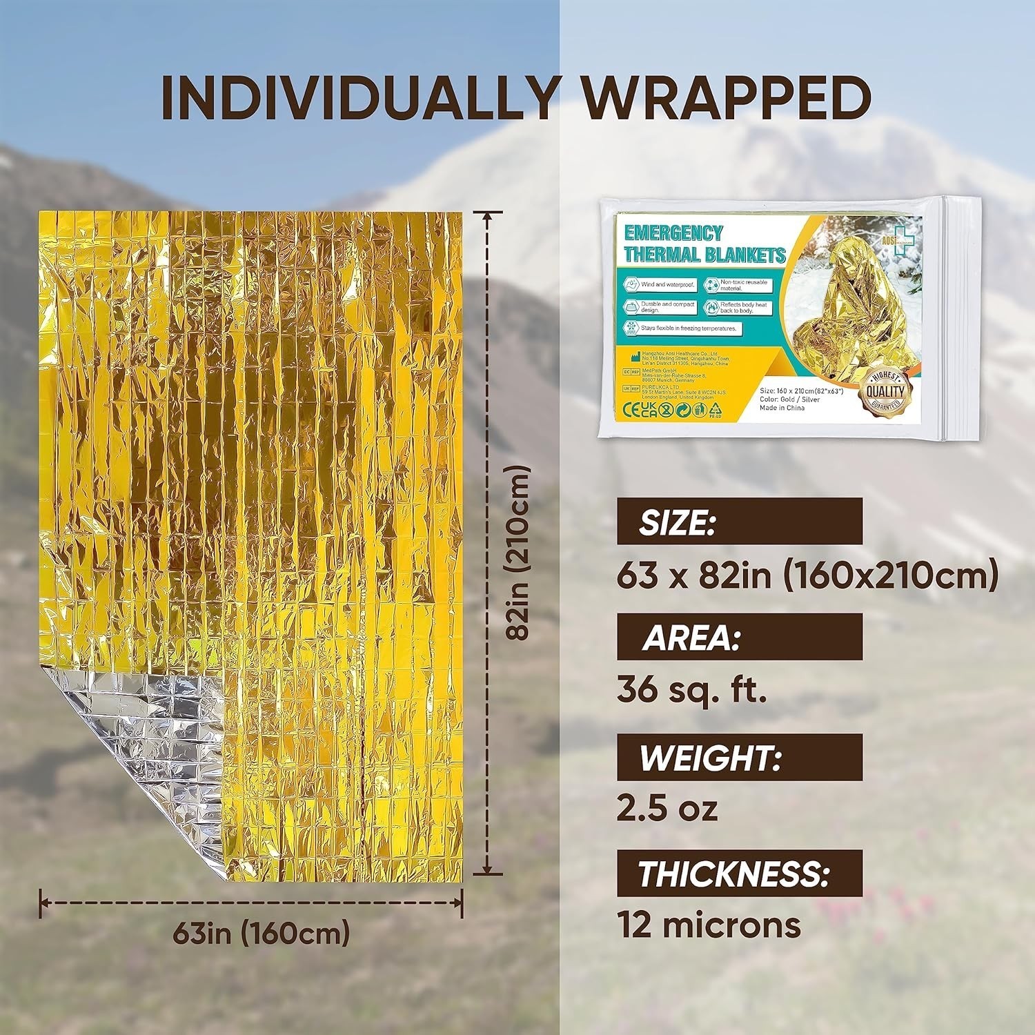 Emergency Blanket 12-Pack Emergency Gold Foil Blanket– Perfect Outdoors Hiking