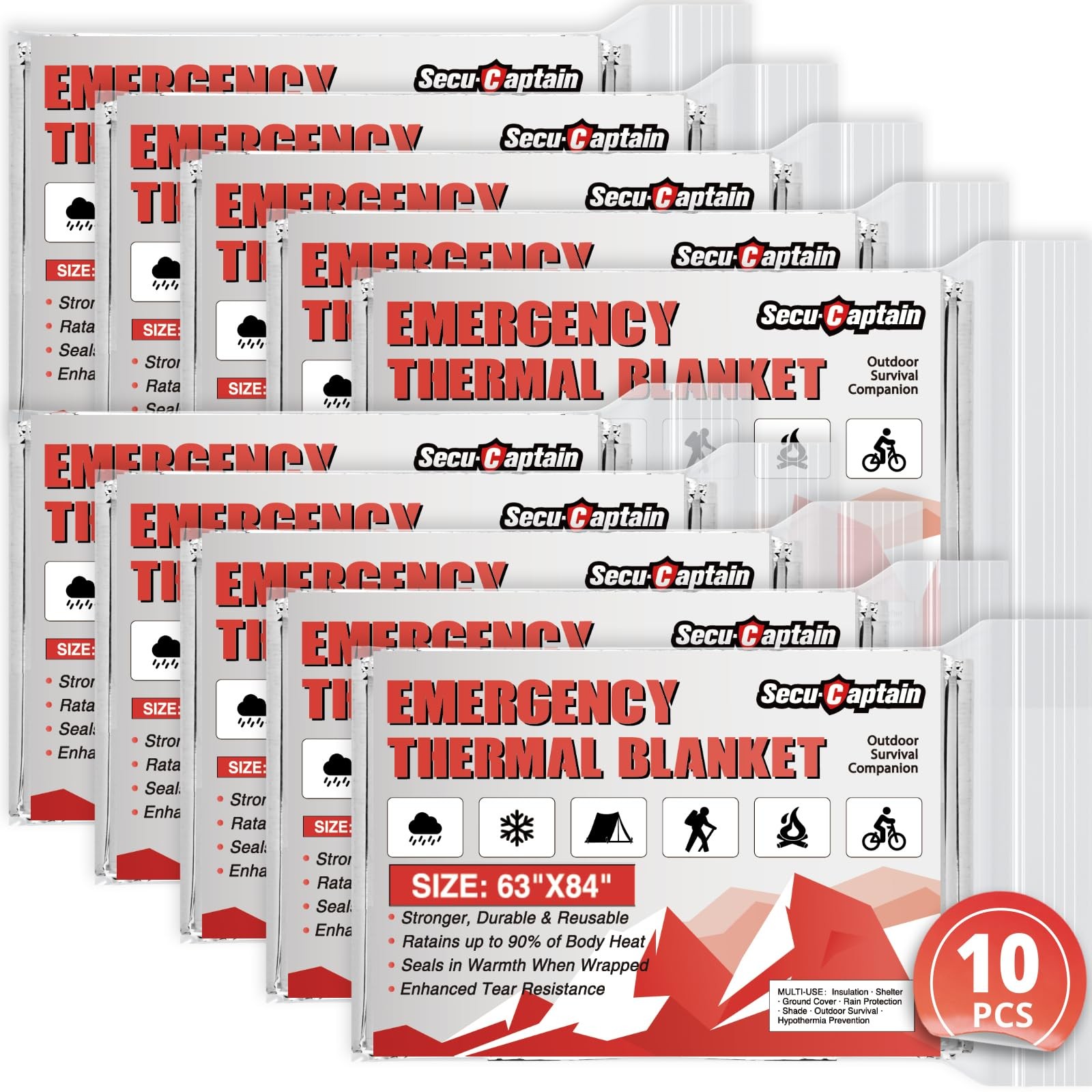 Survival Thermal Blankets: Extra Large 84” x63” Space Mylar Blanket Kit for O…