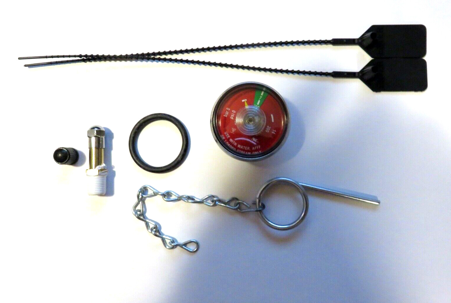 1-100# psi Pressure Gauge-Air Chuck-Pin W/Chain & Seal Water Fire Extinguisher