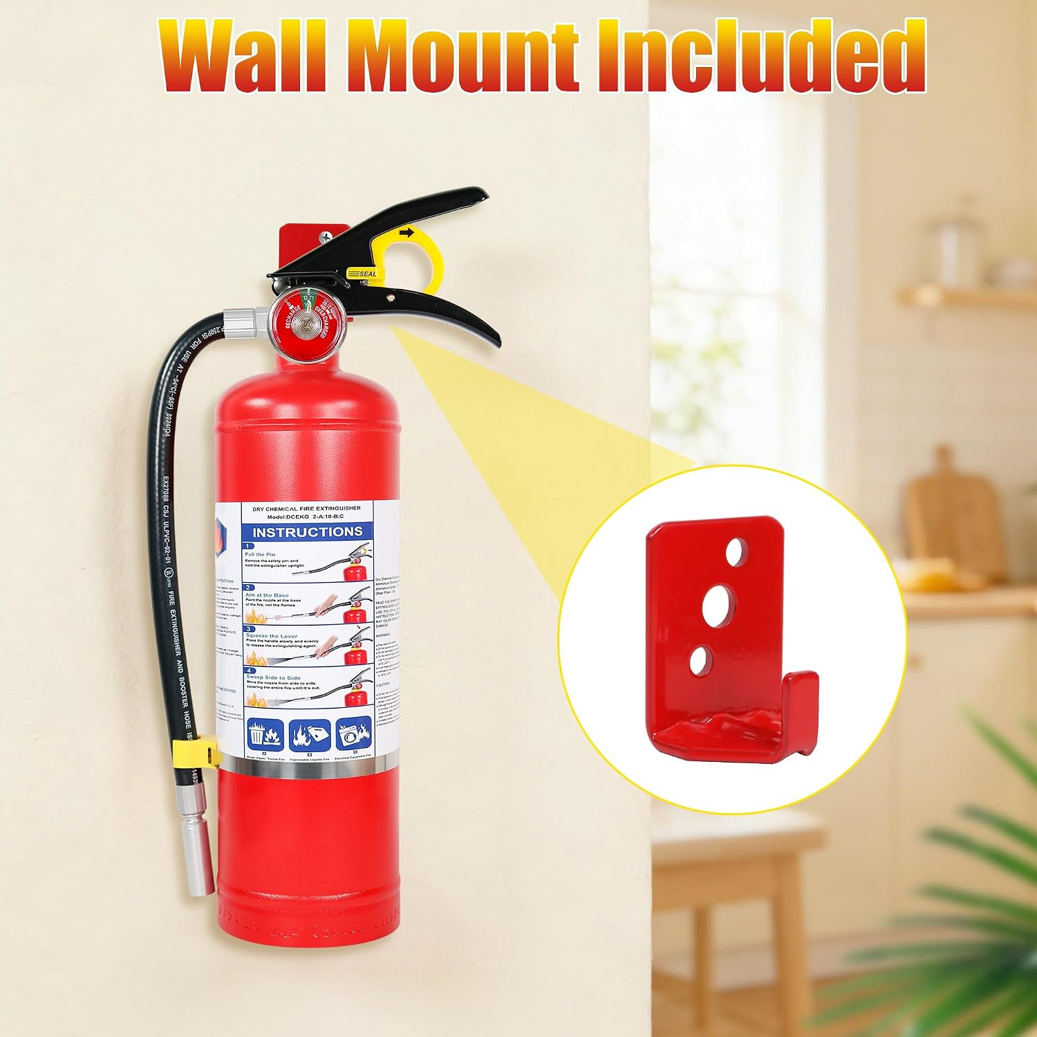 5 Lb ABC Dry Chemical Fire Extinguisher with Wall Mount, 2A:10B:C Rated | All-Me