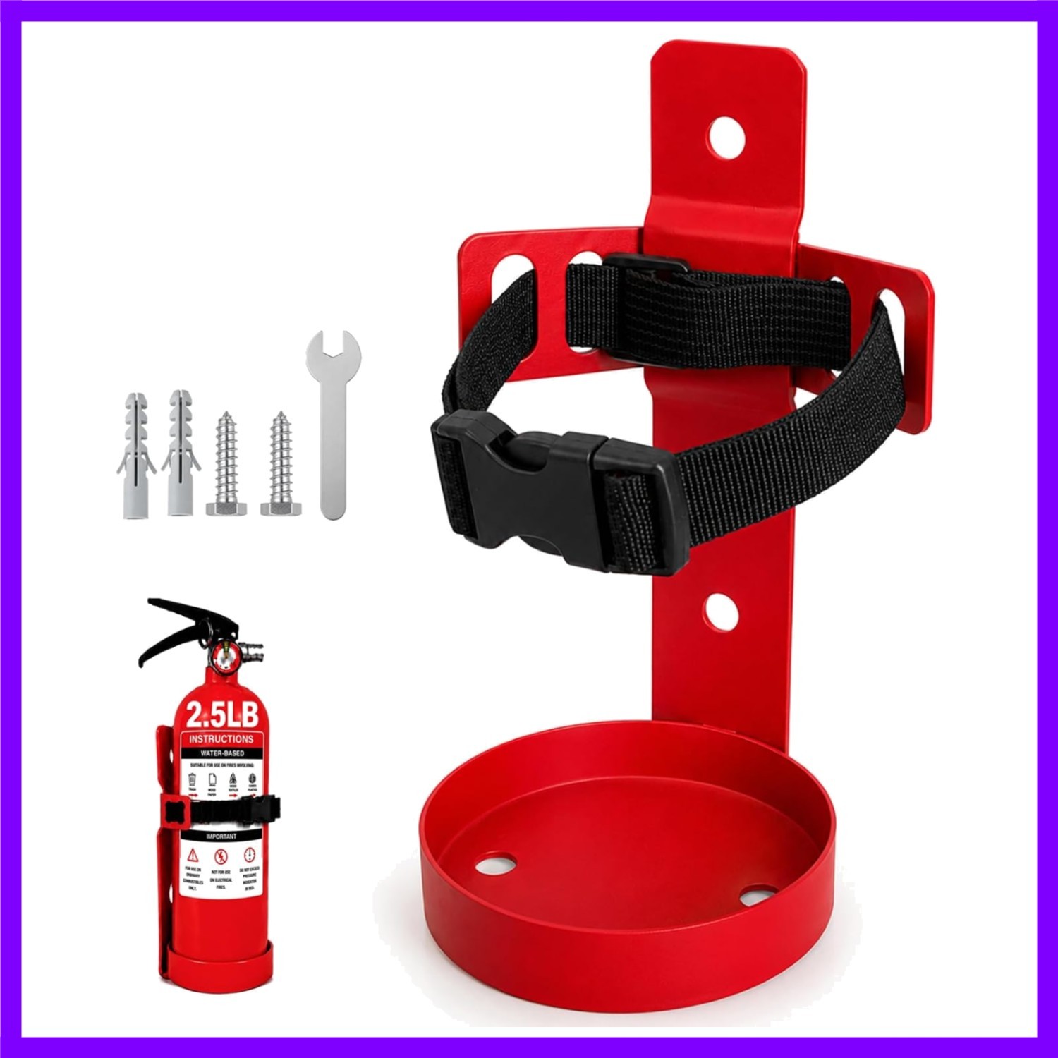 Compact Fire Extinguisher Wall Mount Bracket – Heavy Duty Quick Release Holde…