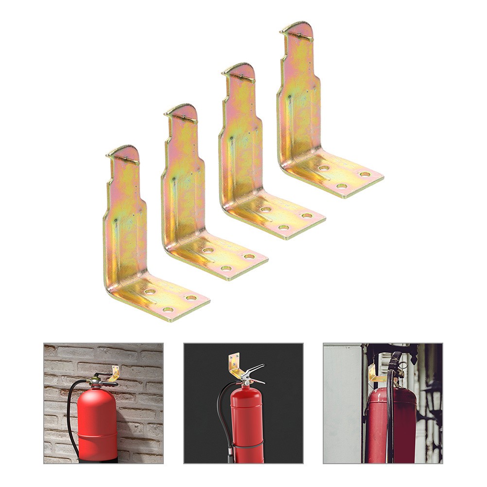 Fire Extinguisher Wall Mount Bracket Zinc Alloy Golden 4Pcs 2.95X1.77X1.18In