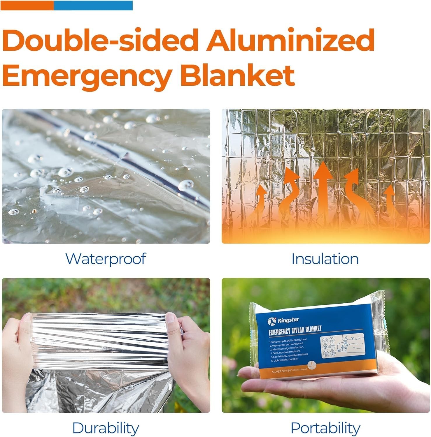 Emergency Blankets 120 Packs 84″ L x 52″ W Survival Gear Family & Homeless