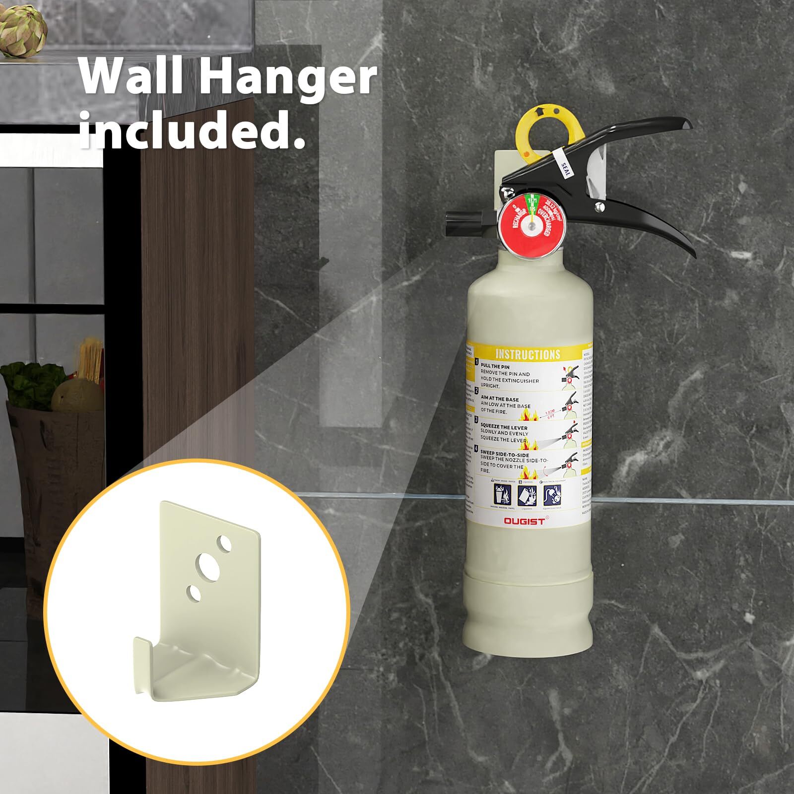 Ougist ABC Dry Powder Fire Extinguisher, 2.5 lb – 1-A:10-B:C Rated, Fire Extingu