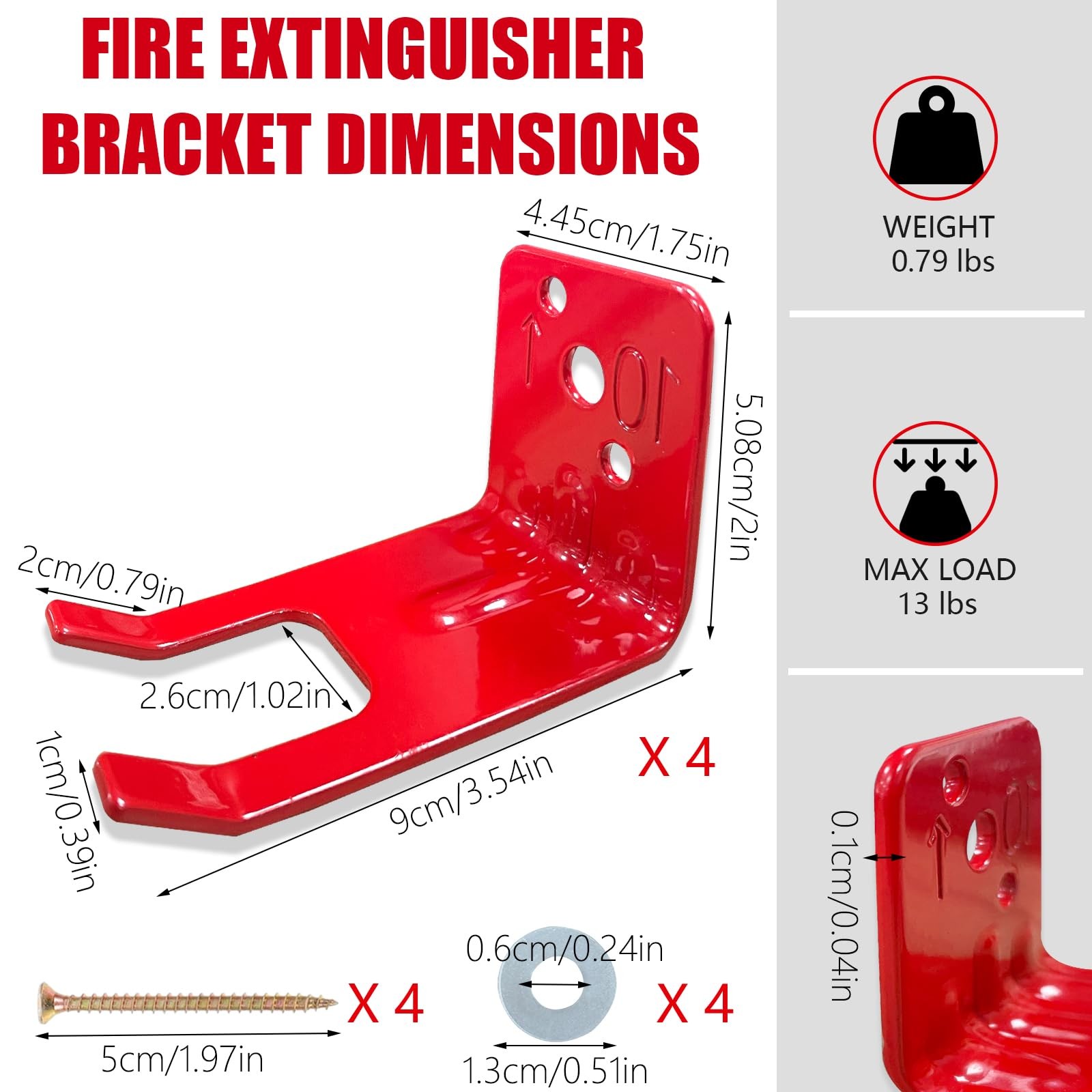 4 PCS Universal Fire Extinguisher Bracket Fork Style Hanger 5lb-13lb Tank