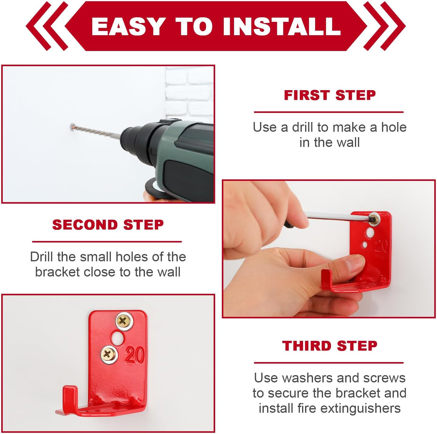 8 Pack Fire Extinguisher Mount Bracket, 5 to 40 lb Fire Extinguisher Holder with