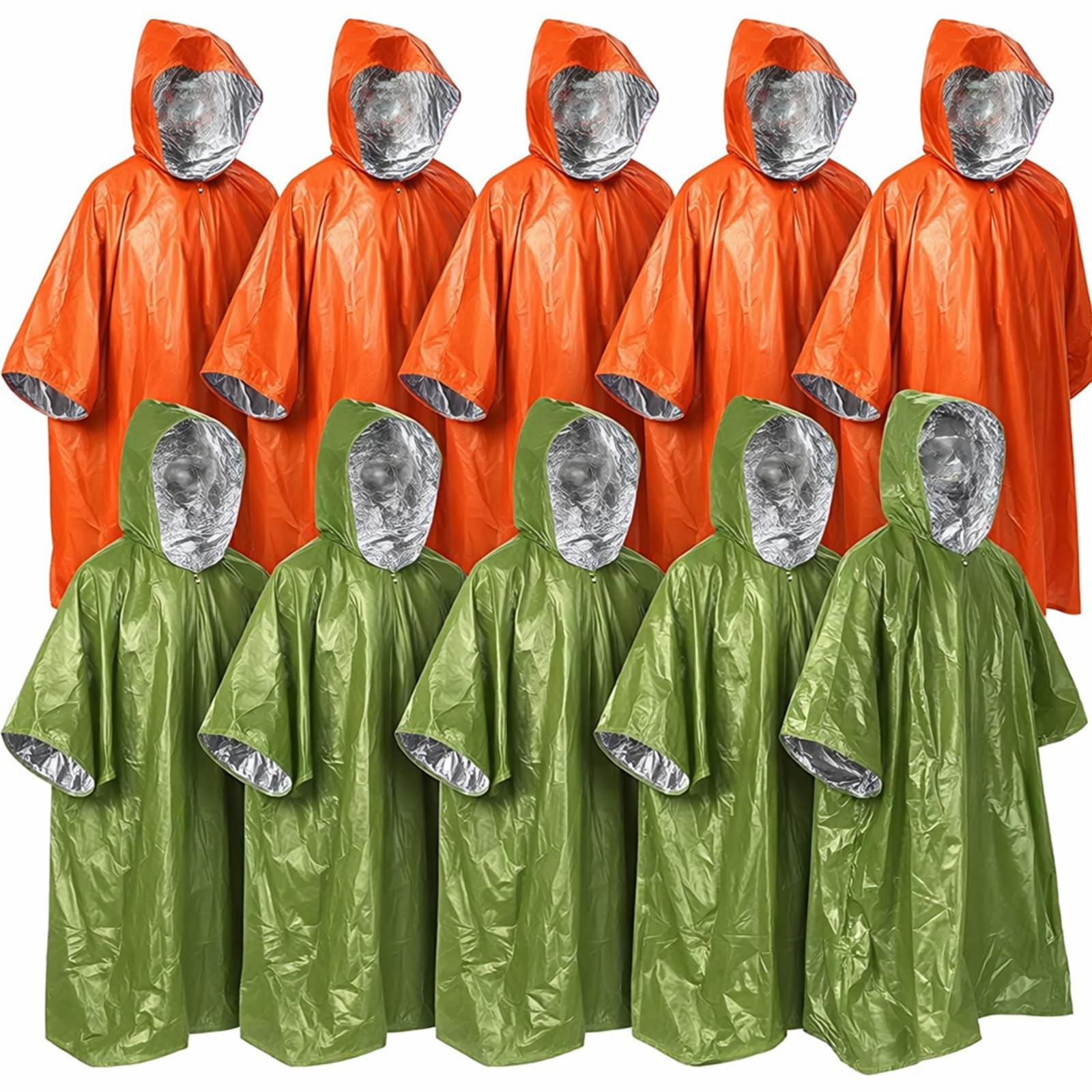 10 Pack Emergency Ponchos with Polyester Film Blanket Liner Waterproof Windpr…