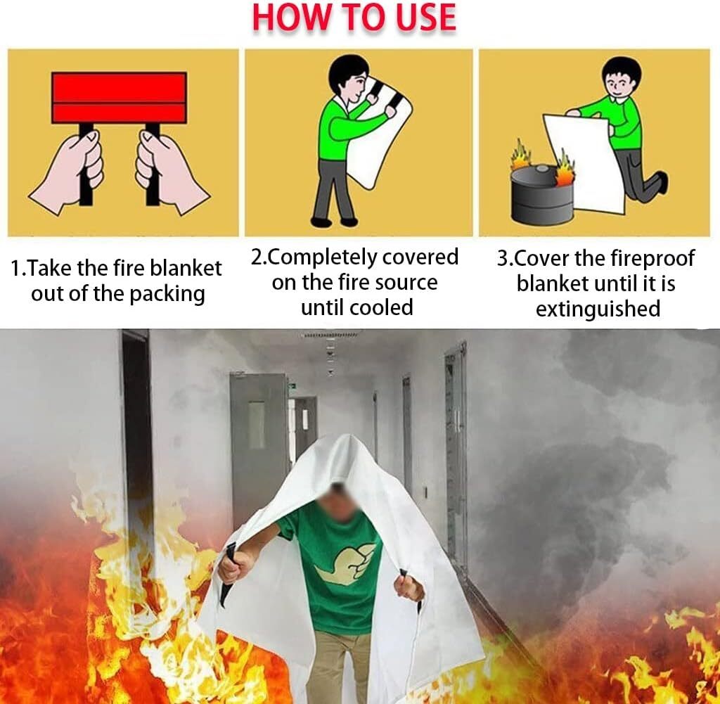 2Pcs Large Fire Blanket Fireproof Kitchen Caravan Emergency Safety Quick Release