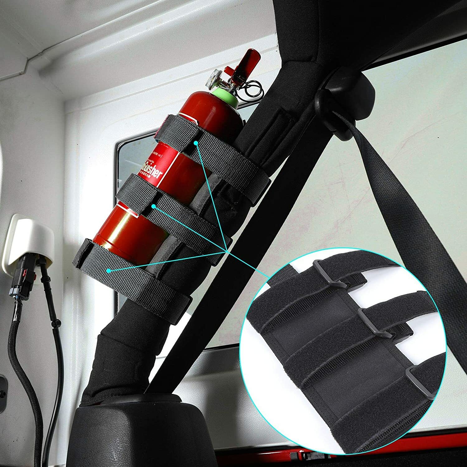 Car Roll Bar Fire Extinguisher Holder Mount Bracket for Jeep Wrangler TJ JKU JL