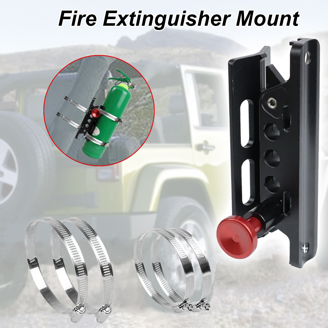 For Jeep JK UTV Car Roll Bar Fire Extinguisher Holder Mount Bracket Adjustable