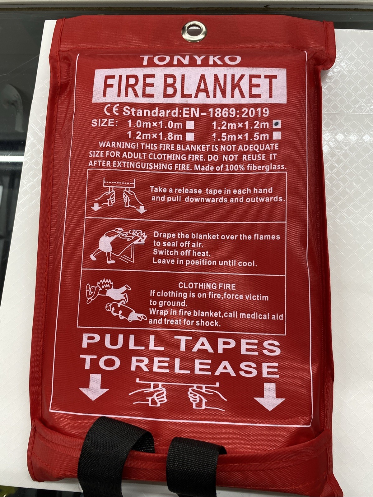 Tonyko Premium Fire Blanket 1.2 M X 1.2M 1869:2019Home Office Emergency New