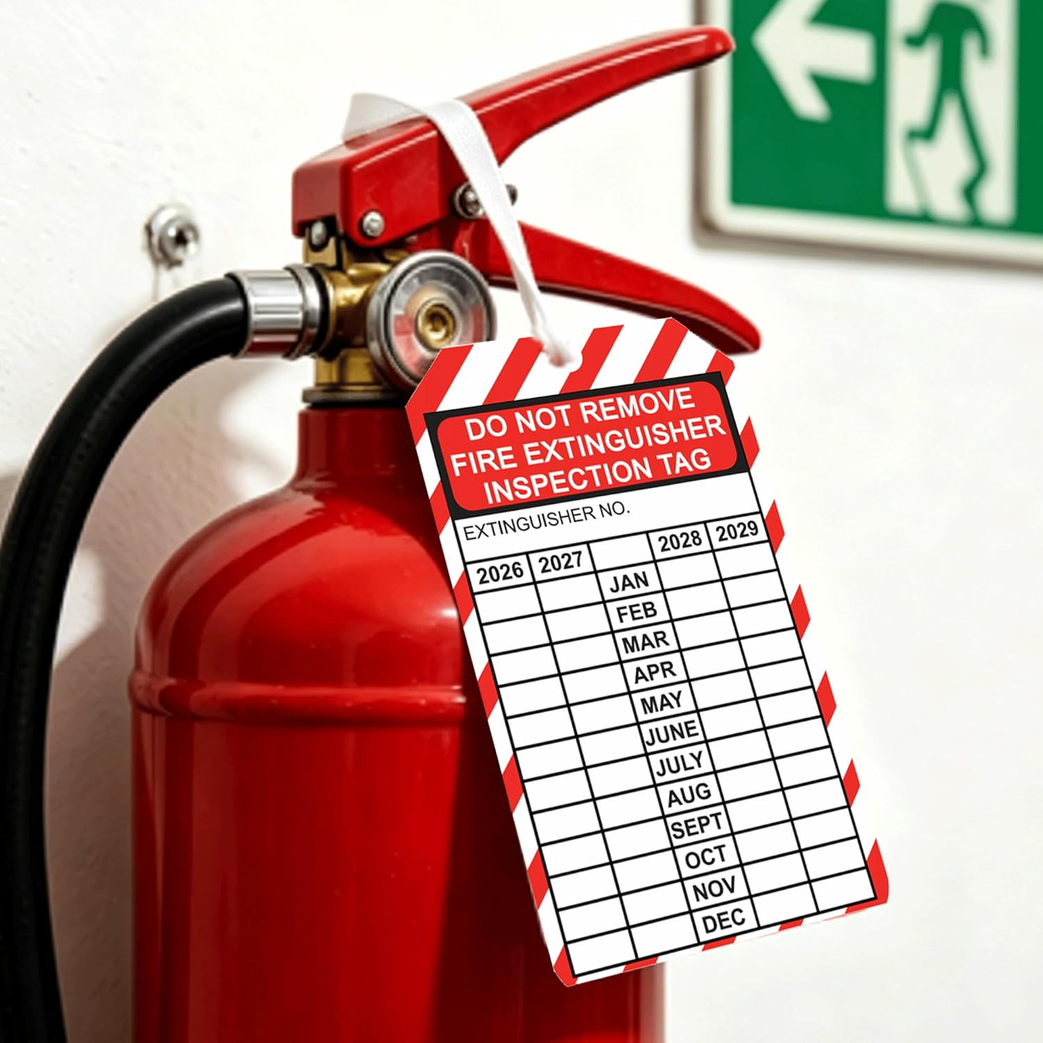 25 Pcs Fire Extinguisher Tags with Adjustable Wire Ties Monthly Inspection