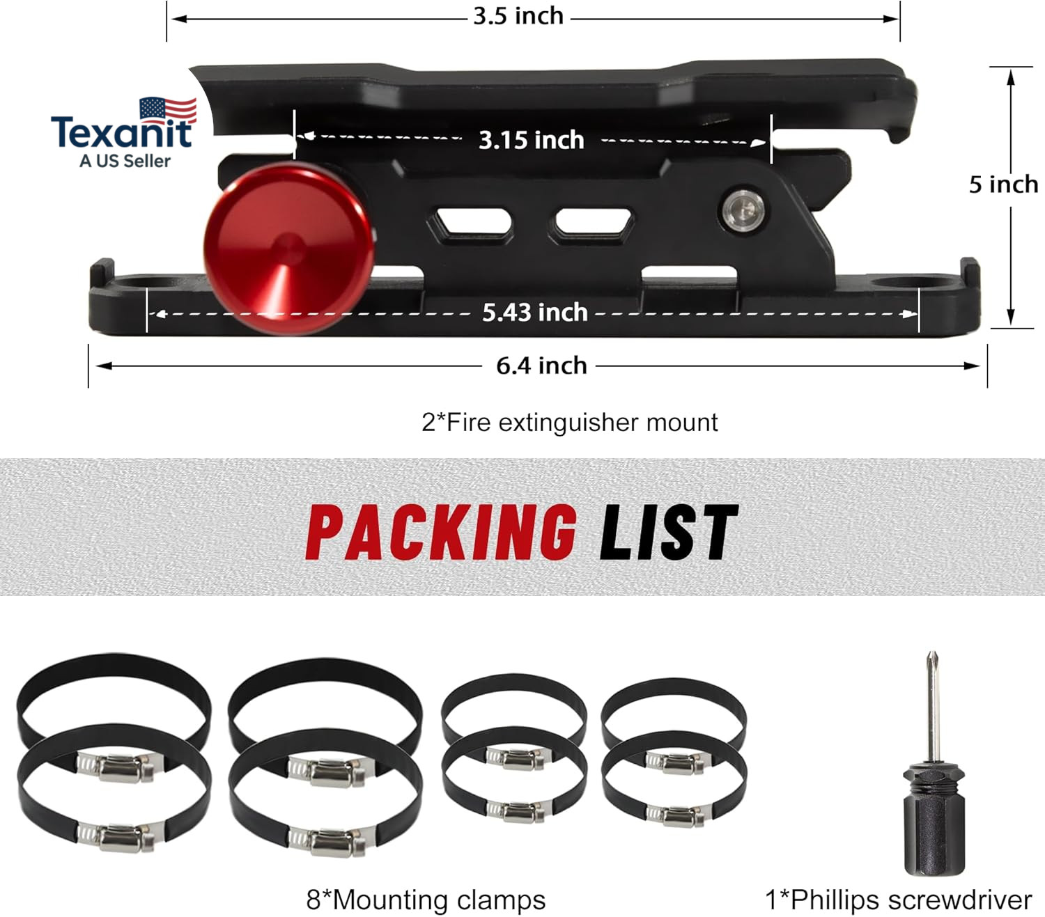 Quick Release Fire Extinguisher Mounts – 2-Pack Car Fire Extinguisher Holder Bra