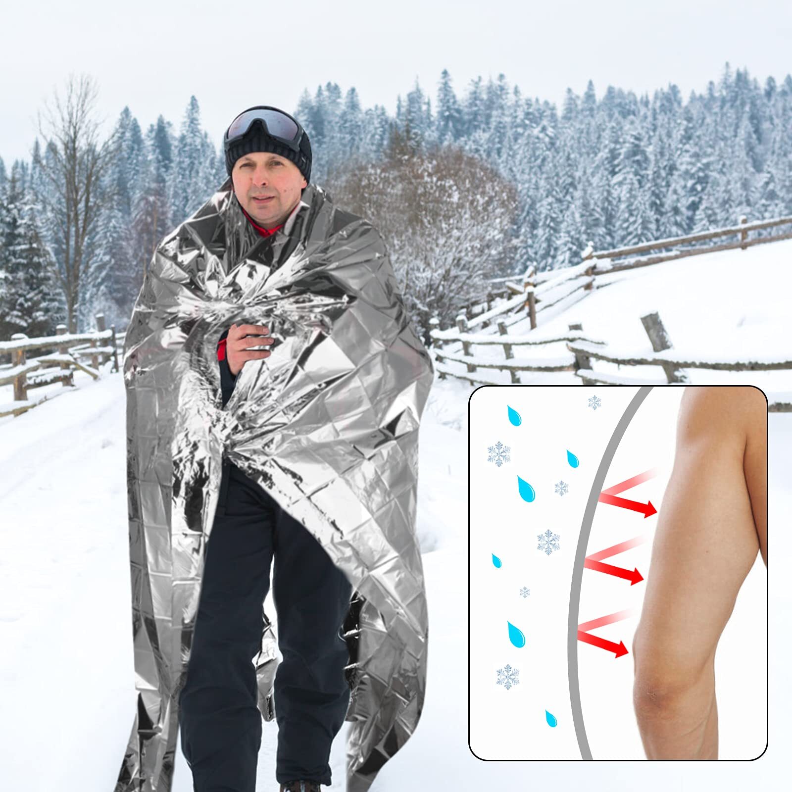 QIO CHUANG Emergency Mylar Thermal Blankets -Space Blanket Survival kit Campi…