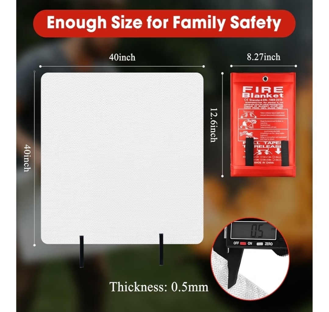 ONE Pc LARGE FIRE BLANKET Fiberglass Emergency Home Retardant Prepared 59”x59”