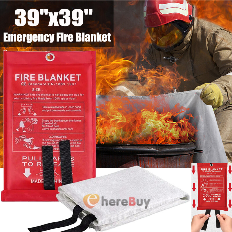 FIRE BLANKET Fiberglass Emergency Home Retardant Prepared 59”x59” 39″x39″