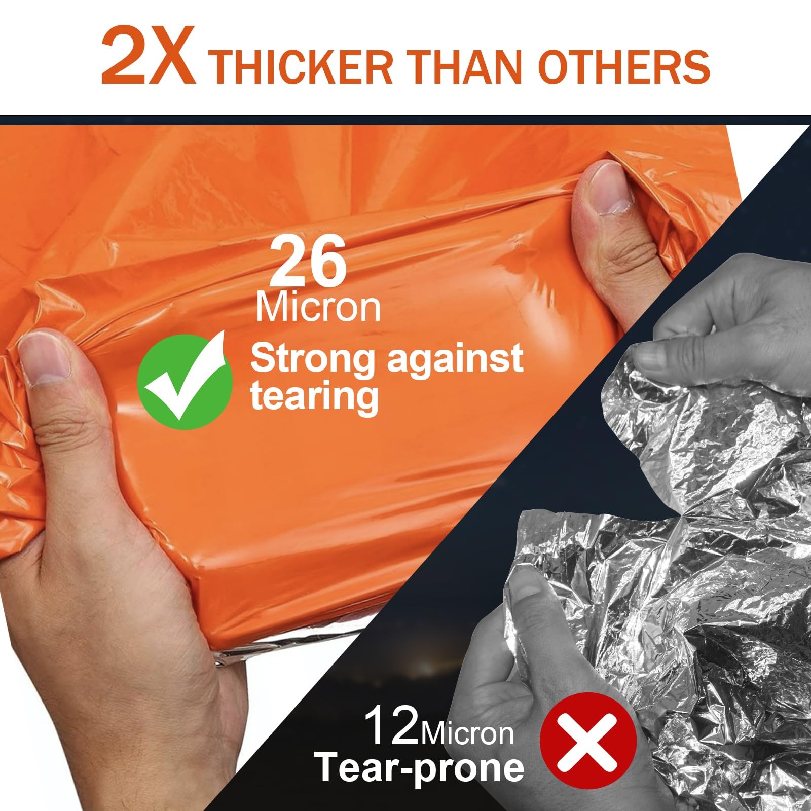 3-Pack Emergency Blanket, Extra-Thick Extra-Large Survival Blanket, Thermal R…