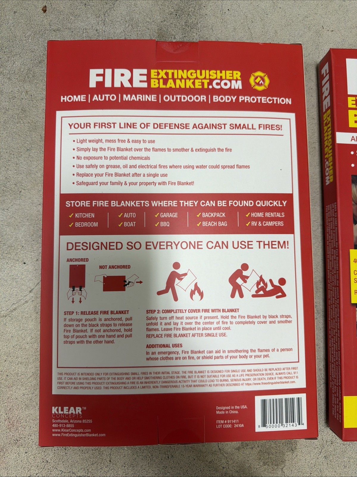 2-pack Klear Concepts 40″ X 40″ Fire Extinguisher Blanket Fire Suppression