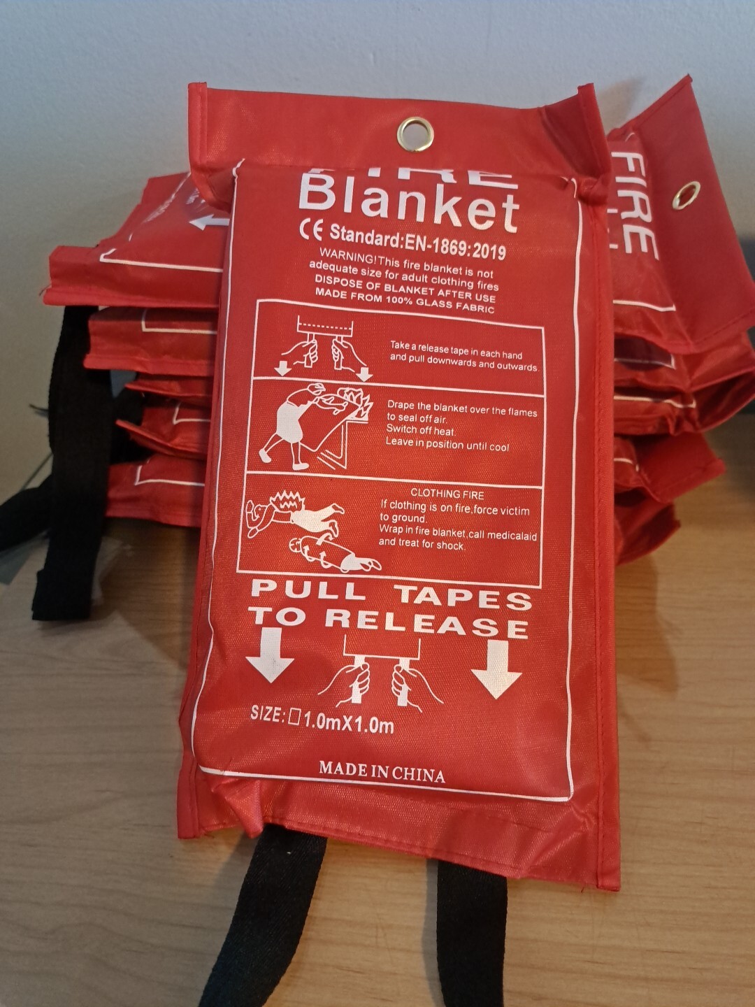 6 PACK FIRE BLANKET 39”x39”in (1×1 Meter) Fiberglass