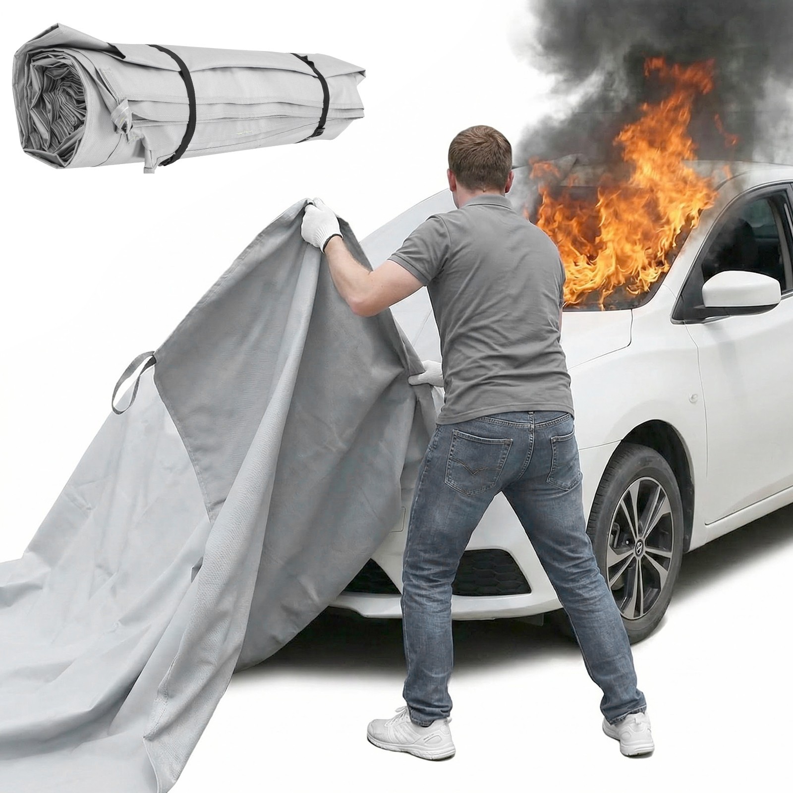 Large Car Fire Blanket, Emergency Fireproof Blankets, Fire Extinguisher Blanket