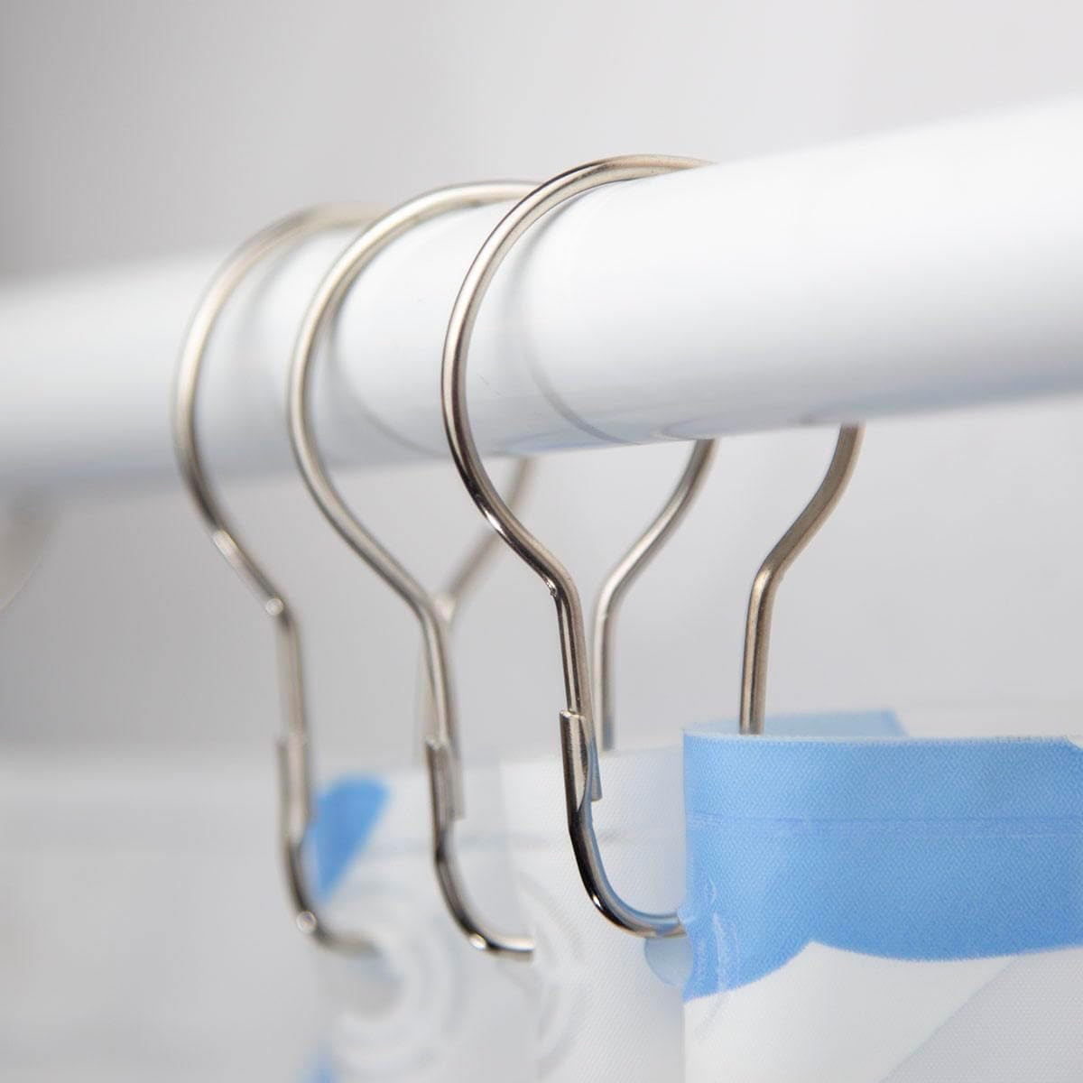 Lyellfe 200 Pieces Shower Curtain Hooks, Rust-Proof Metal Bathroom Curtain Rings