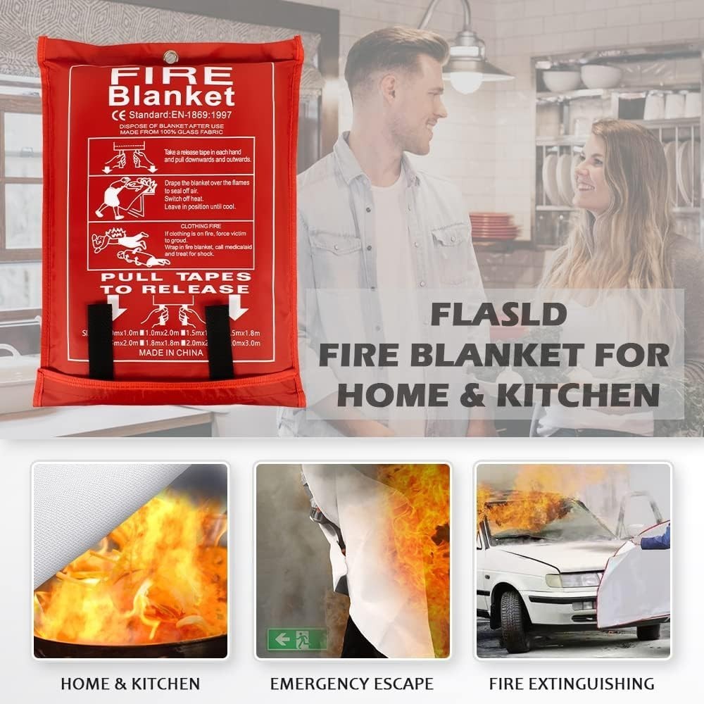 Large Fire Blanket Home & Kitchen 6 ft x 8 ft Fiberglass Welding Blanket