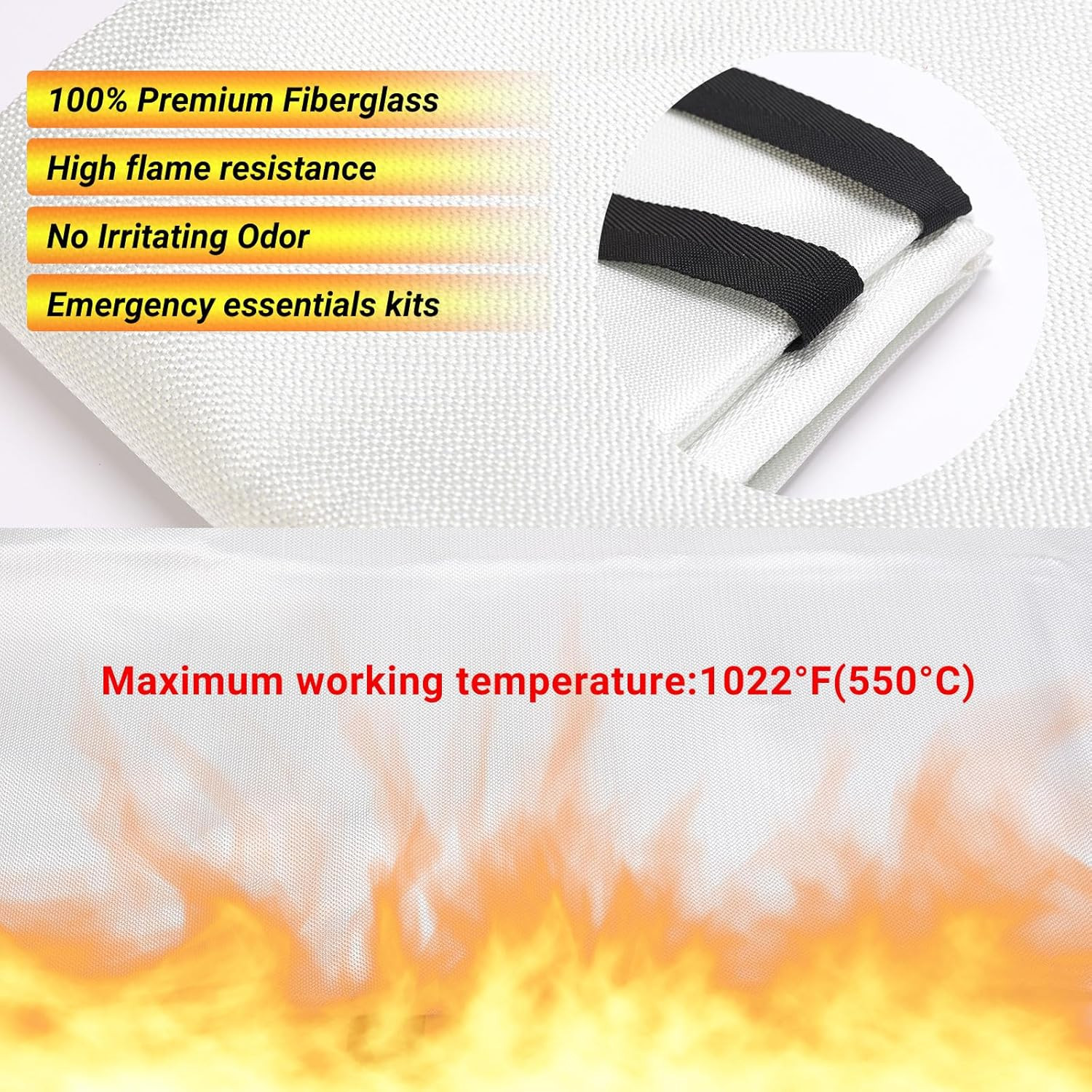 Heavy-Duty Emergency Fire Blanket, 2 Pack – Fireproof Fiberglass Blanket for Kit