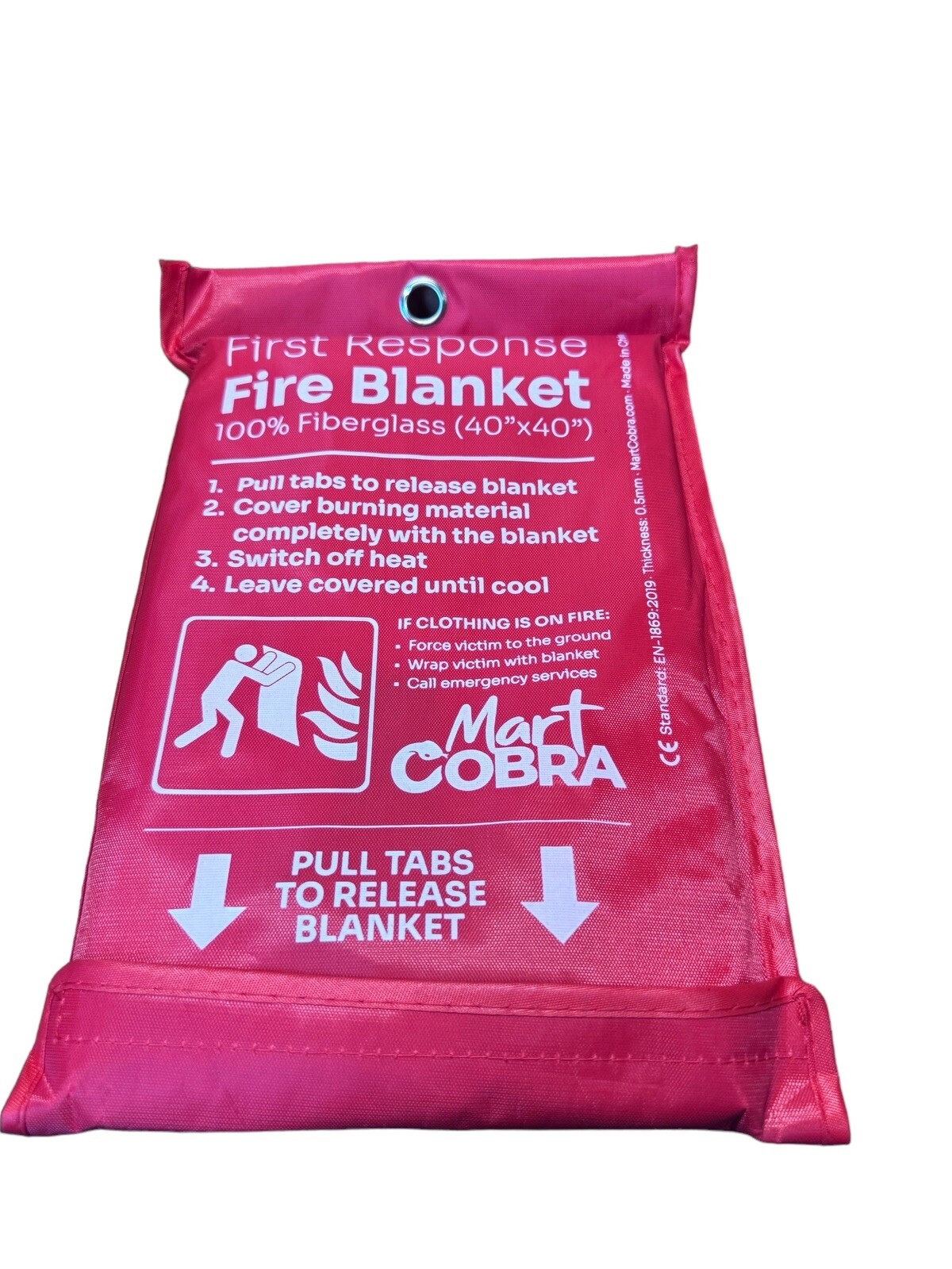 First Response Fire Blanket. Fire Protection. 100% Fiberglass. 40″x40″ 2pk.