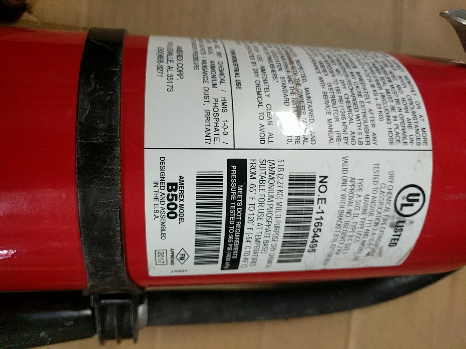 Amerex B500/B402/A500 5lb Multi-Purpose Dry Chemical ABC Class Fire Extinguisher