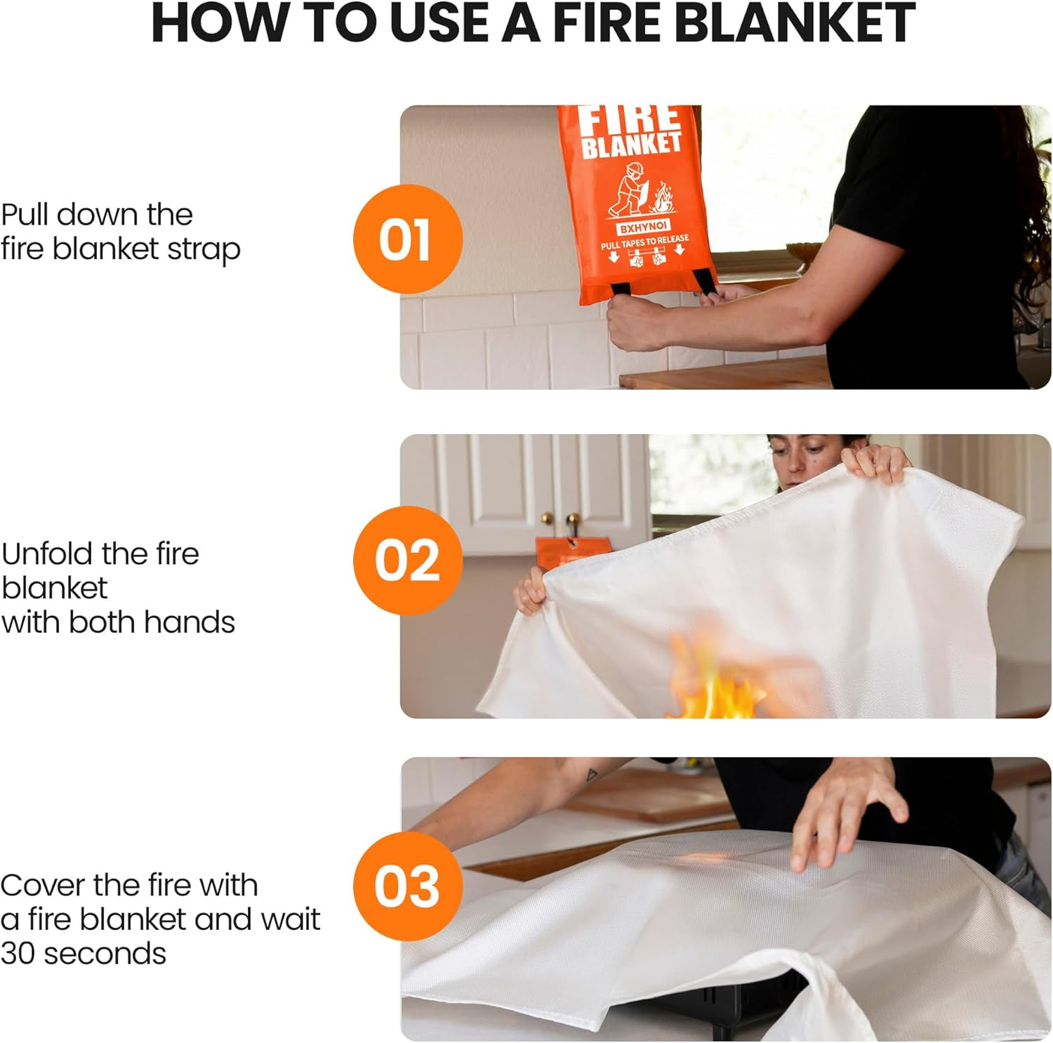 Emergency Fire Blanket 4 Pack 40″X40″, Essential Fire Safety Blanket for Kitchen