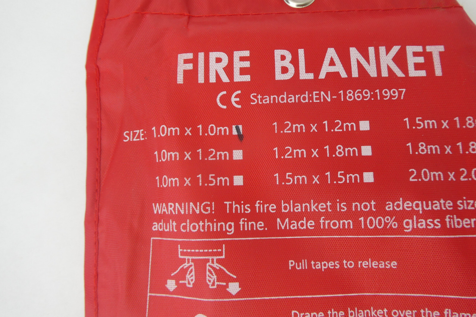 Open Box Fire Blanket Standard: EN-1869:1997 1.0mx1.0m Glass Fiber Made in China