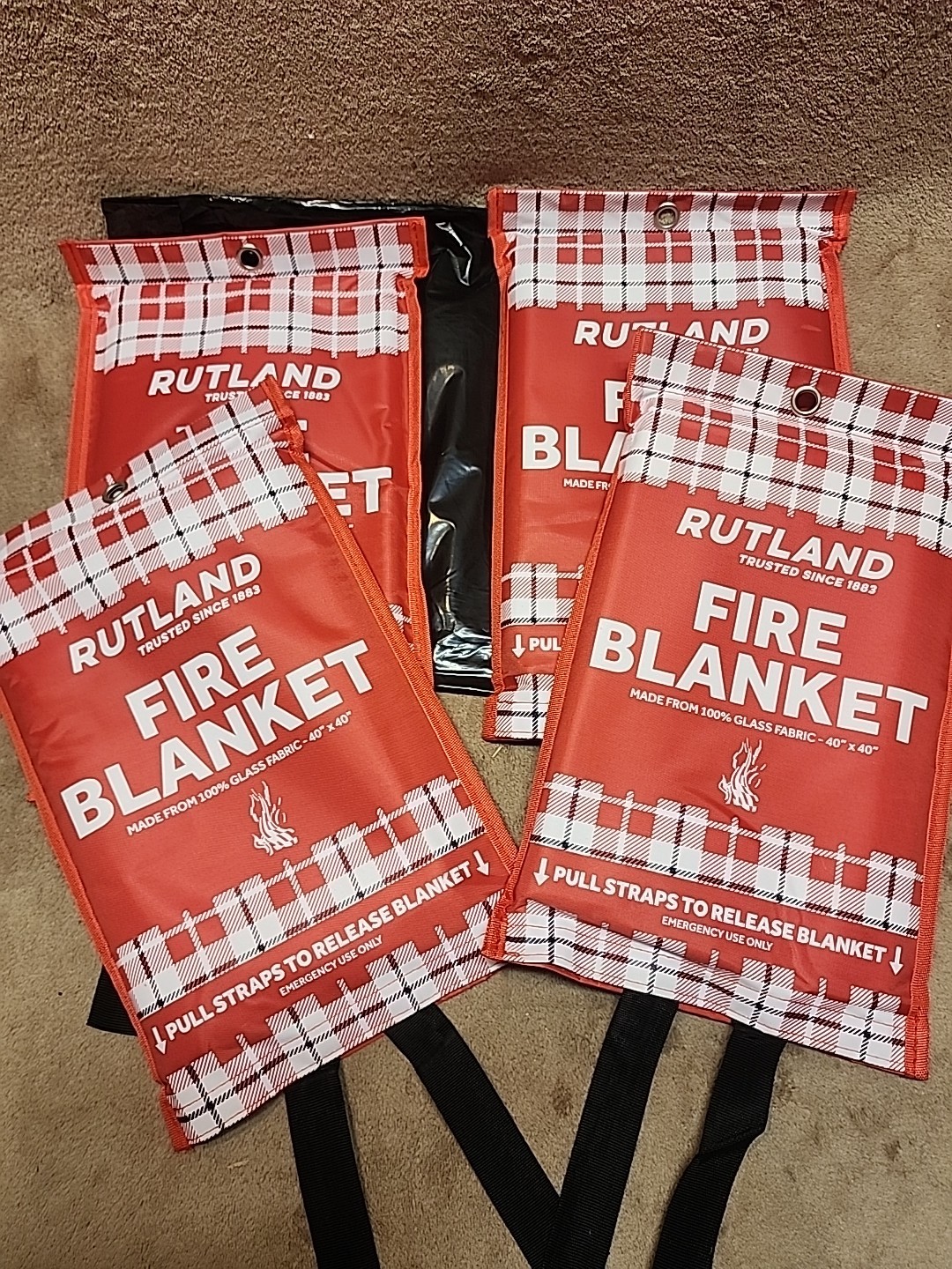 4 Pack: Rutland Fire Blanket for Home and Kitchen Emergency – 40″ x 40″ Blanket