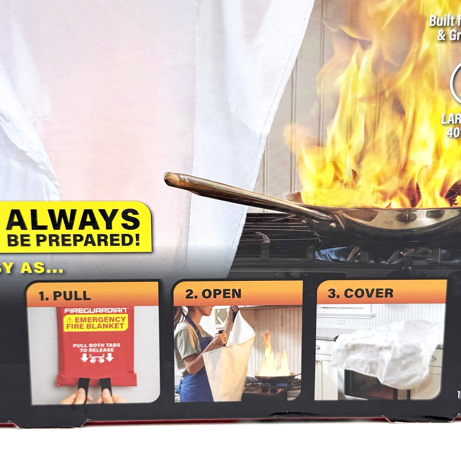 Fire Guardian Emergency Fire Blanket Woven Fiberglass 40″ x 40″ Large New